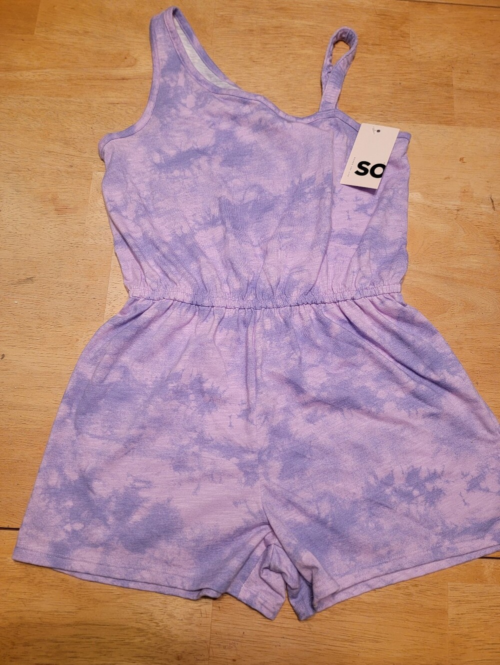 Girl's SO Tie-Dye Tank Top Short Lavender Romper, Large